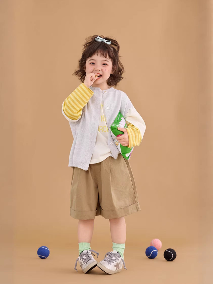 Color Block Striped Letter T-Shirt カラーブロック ボーダー ロゴ 長袖Tシャツ【mh0012375】 mamahalo shop