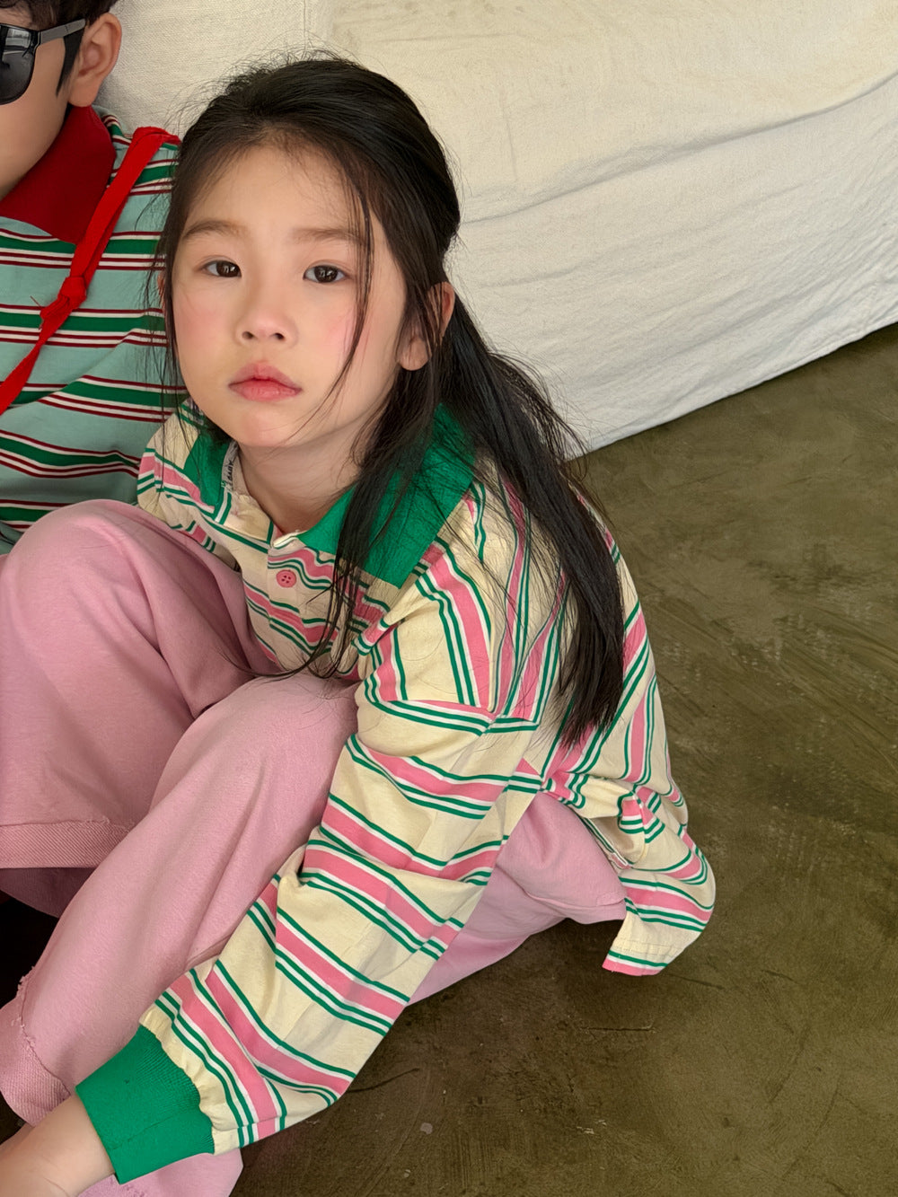 Color Block Striped Polo Shirt マルチボーダー ポロシャツ【mh0012361】 KUMAI.KIDS