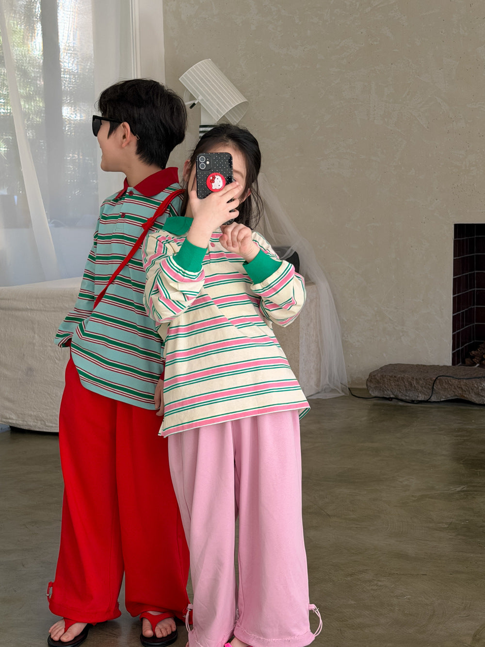Color Block Striped Polo Shirt マルチボーダー ポロシャツ【mh0012361】 KUMAI.KIDS