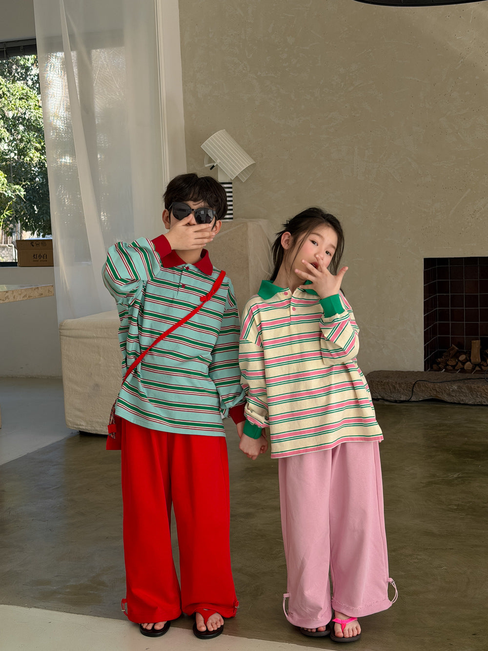 Color Block Striped Polo Shirt マルチボーダー ポロシャツ【mh0012361】 KUMAI.KIDS