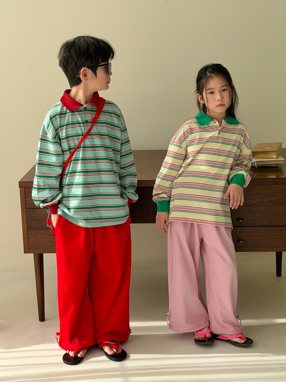 Color Block Striped Polo Shirt マルチボーダー ポロシャツ【mh0012361】 KUMAI.KIDS