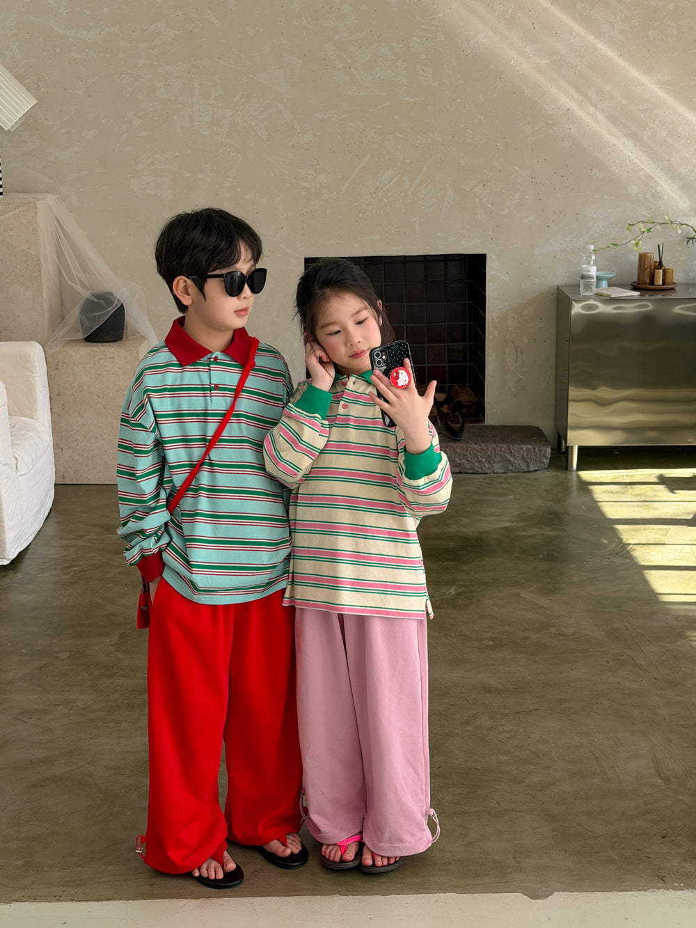 Color Block Striped Polo Shirt マルチボーダー ポロシャツ【mh0012361】 KUMAI.KIDS