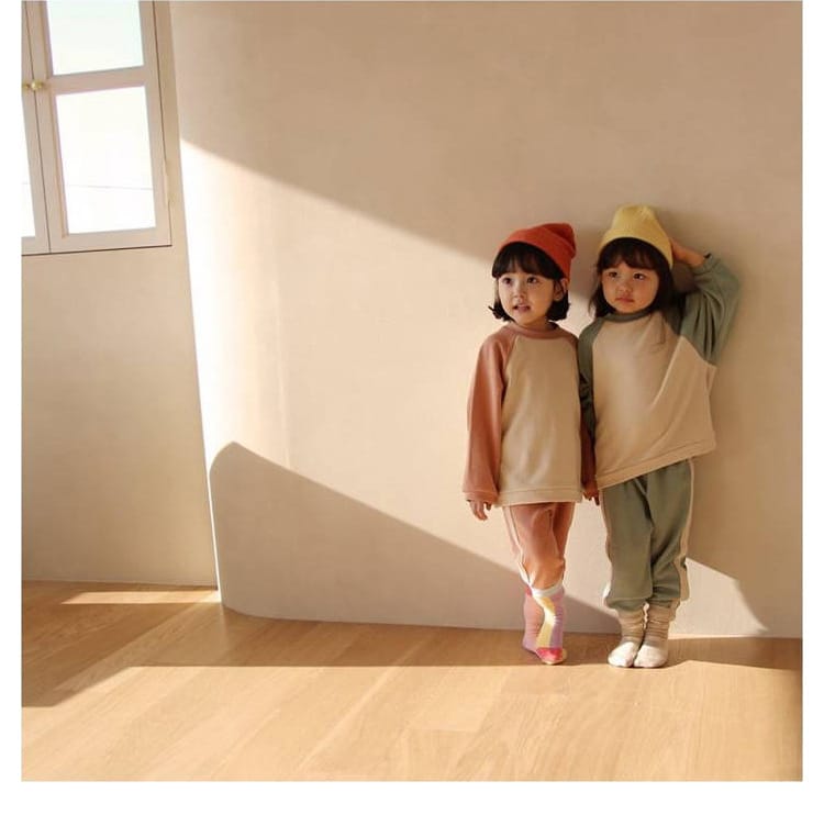Color Block Sweatshirt & Pants Set バイカラー スウェット セットアップ【mh0012683】 BBAMMA 長袖セットアップ