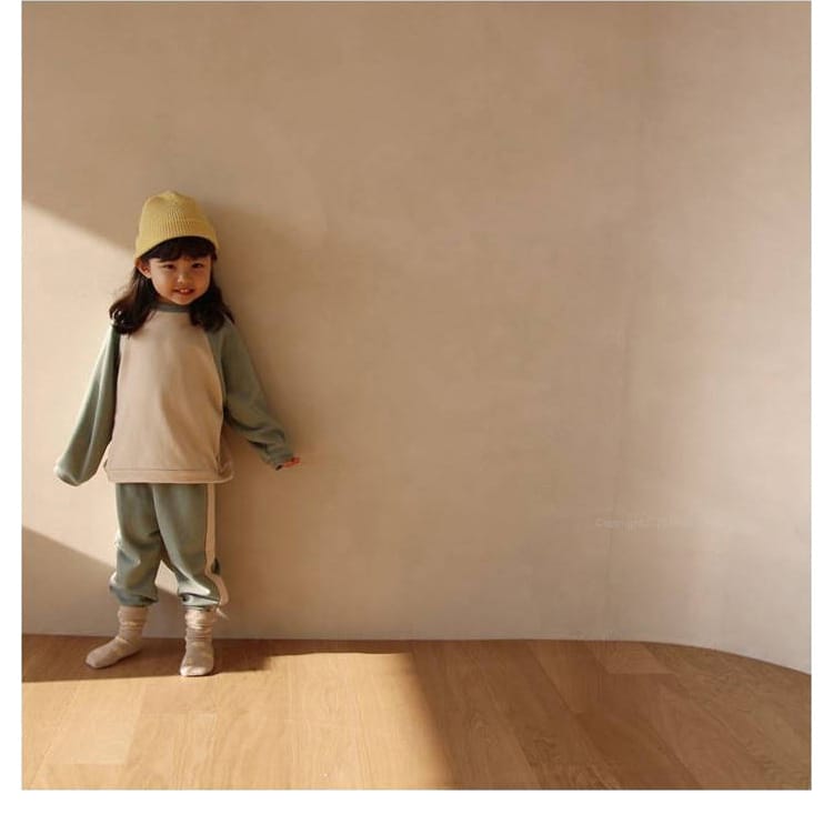 Color Block Sweatshirt & Pants Set バイカラー スウェット セットアップ【mh0012683】 BBAMMA 長袖セットアップ