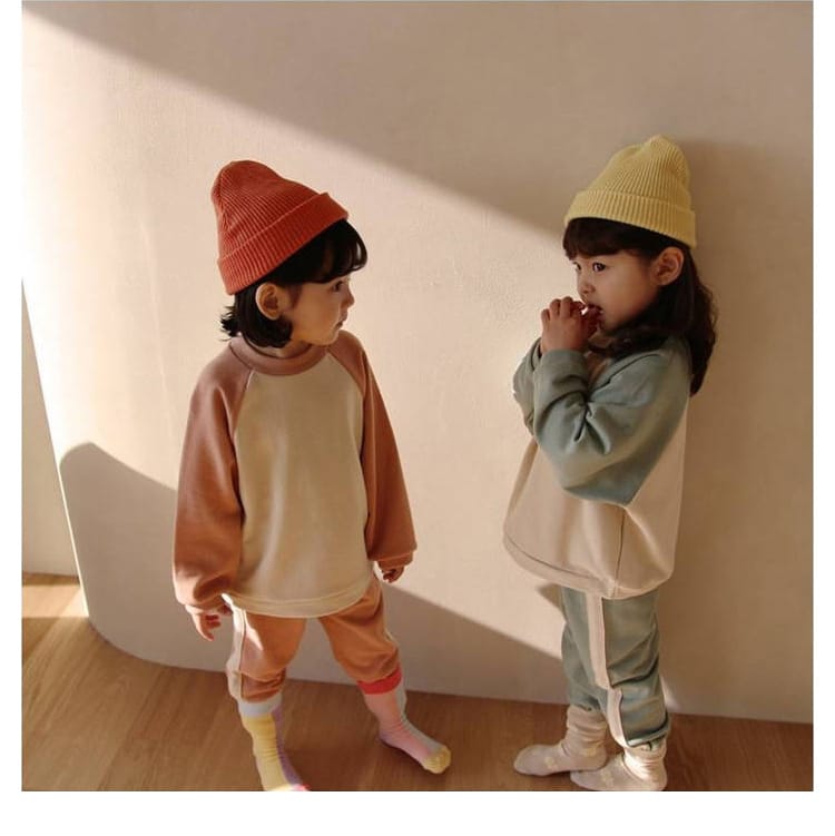 Color Block Sweatshirt & Pants Set バイカラー スウェット セットアップ【mh0012683】 BBAMMA 長袖セットアップ
