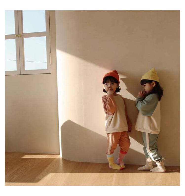 Color Block Sweatshirt & Pants Set バイカラー スウェット セットアップ【mh0012683】 BBAMMA 長袖セットアップ