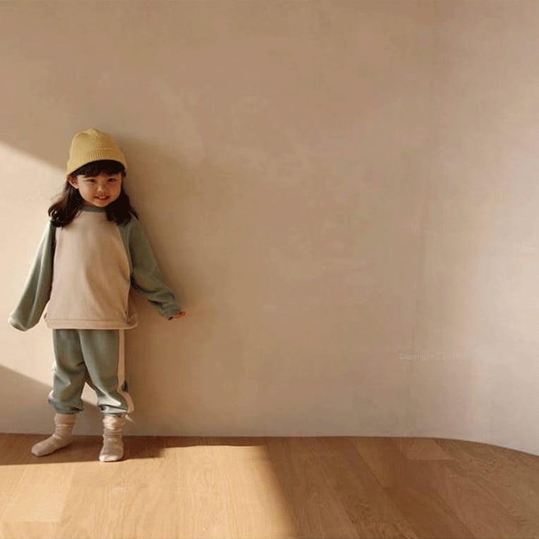 Color Block Sweatshirt & Pants Set バイカラー スウェット セットアップ【mh0012683】 BBAMMA 長袖セットアップ