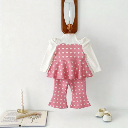 Color Blocking Love Print Set パッチワーク ハートプリント セットアップ【mh0012304】 Pink / 73cm yi nian ni