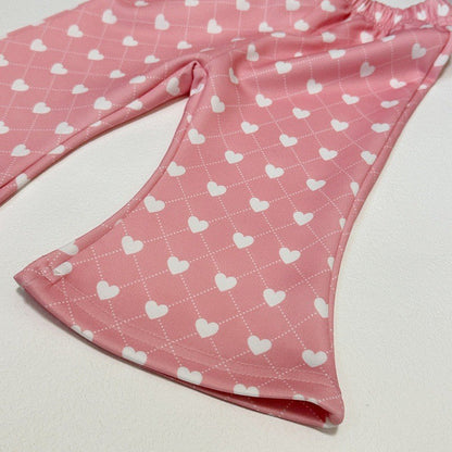 Color Blocking Love Print Set パッチワーク ハートプリント セットアップ【mh0012304】 yi nian ni