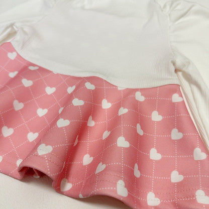 Color Blocking Love Print Set パッチワーク ハートプリント セットアップ【mh0012304】 yi nian ni