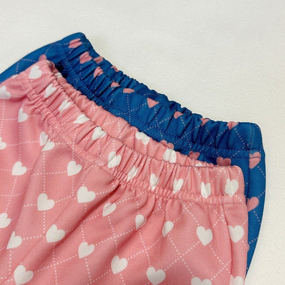 Color Blocking Love Print Set パッチワーク ハートプリント セットアップ【mh0012304】 yi nian ni