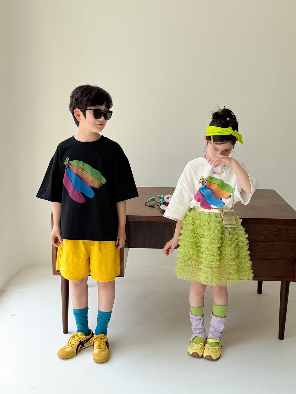 Colorful Banana Oversized Top バナナ 半袖Tシャツ【mh0013519】 KUMAI.KIDS 半袖Tシャツ