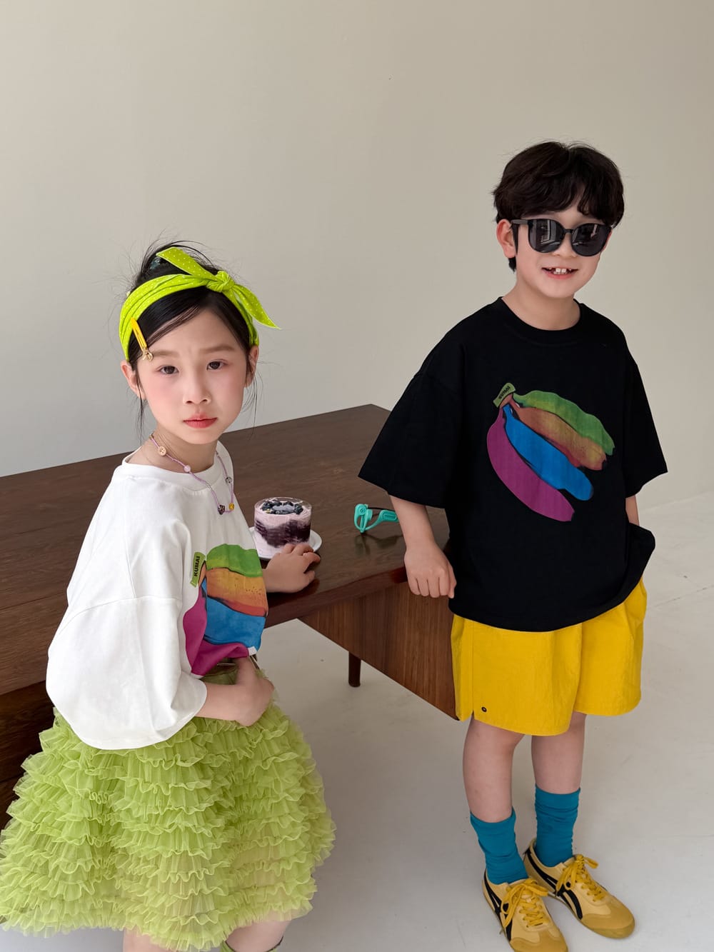 Colorful Banana Oversized Top バナナ 半袖Tシャツ【mh0013519】 KUMAI.KIDS 半袖Tシャツ