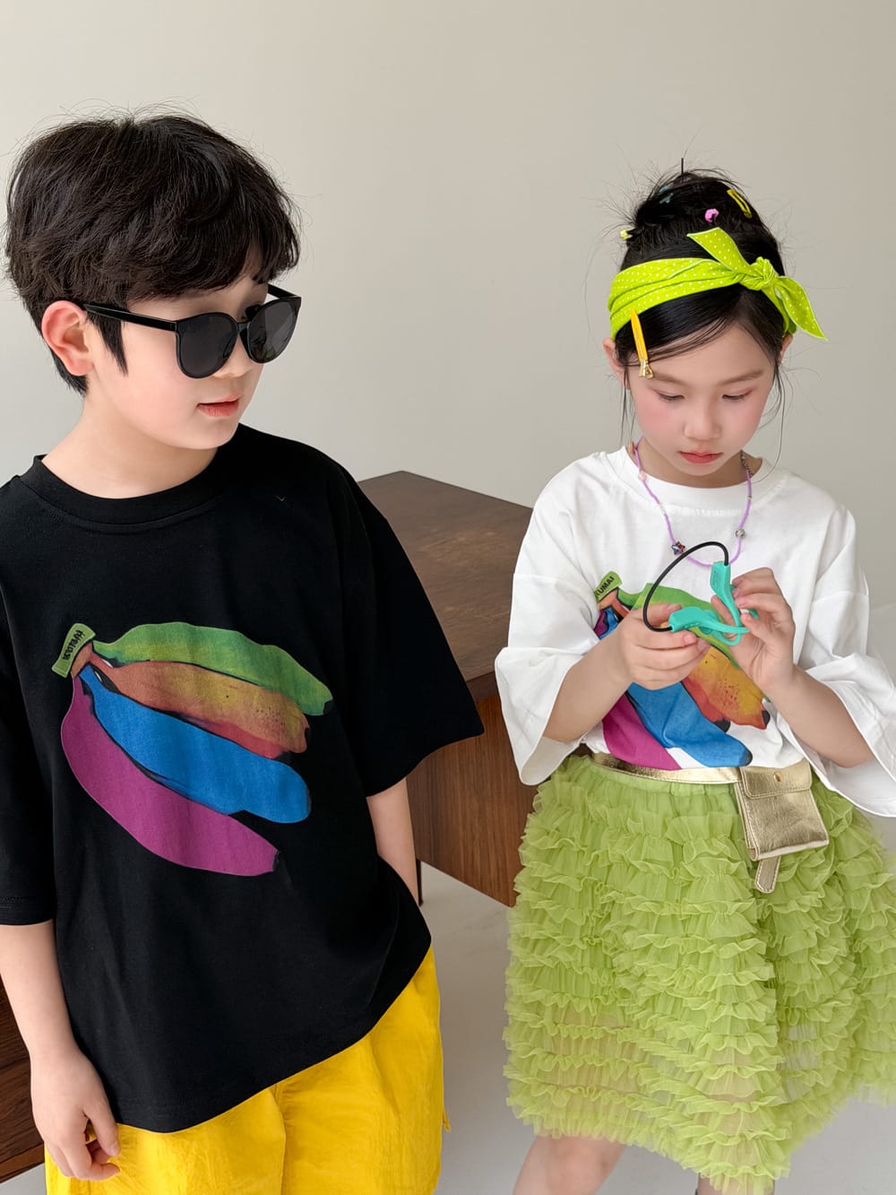Colorful Banana Oversized Top バナナ 半袖Tシャツ【mh0013519】 KUMAI.KIDS 半袖Tシャツ