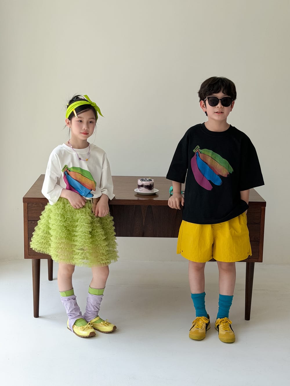 Colorful Banana Oversized Top バナナ 半袖Tシャツ【mh0013519】 KUMAI.KIDS 半袖Tシャツ