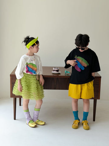 Colorful Banana Oversized Top バナナ 半袖Tシャツ【mh0013519】 KUMAI.KIDS 半袖Tシャツ