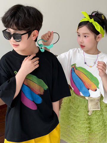 Colorful Banana Oversized Top バナナ 半袖Tシャツ【mh0013519】 KUMAI.KIDS 半袖Tシャツ