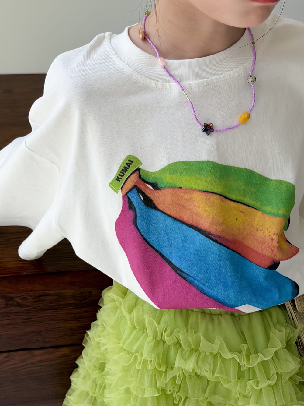 Colorful Banana Oversized Top バナナ 半袖Tシャツ【mh0013519】 White / 100cm KUMAI.KIDS 半袖Tシャツ