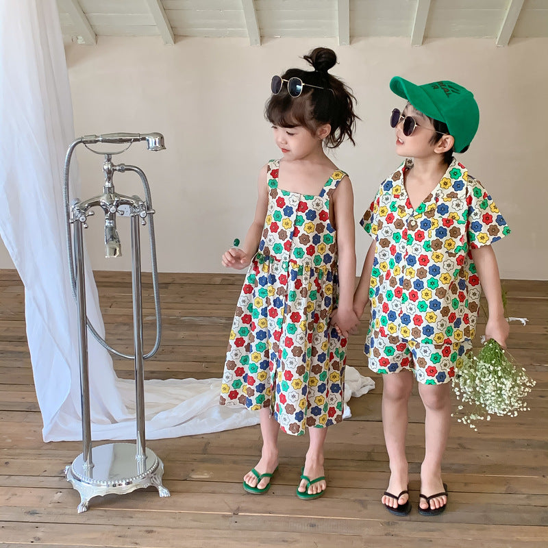 Colorful Flower Matching Outfit レトロフラワー リンクコーデセットアップ【mh0012259】 KUMAI.KIDS