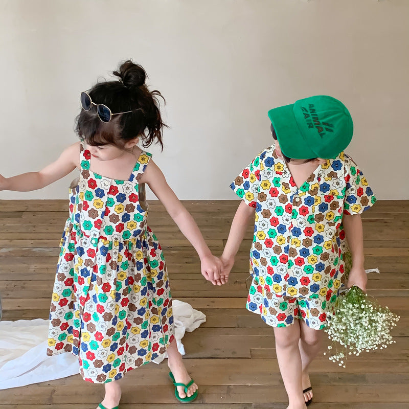 Colorful Flower Matching Outfit レトロフラワー リンクコーデセットアップ【mh0012259】 KUMAI.KIDS