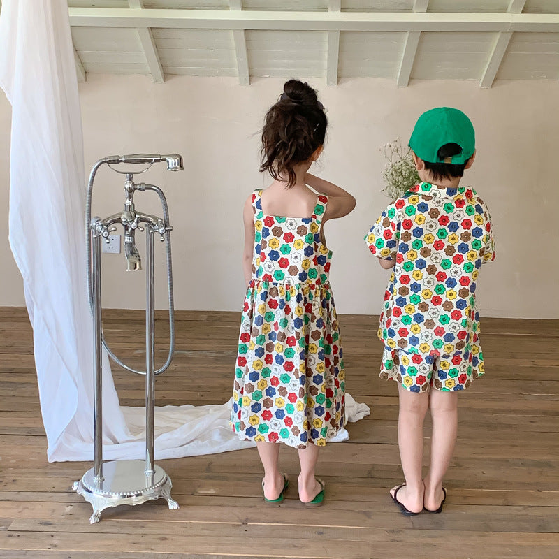 Colorful Flower Matching Outfit レトロフラワー リンクコーデセットアップ【mh0012259】 KUMAI.KIDS