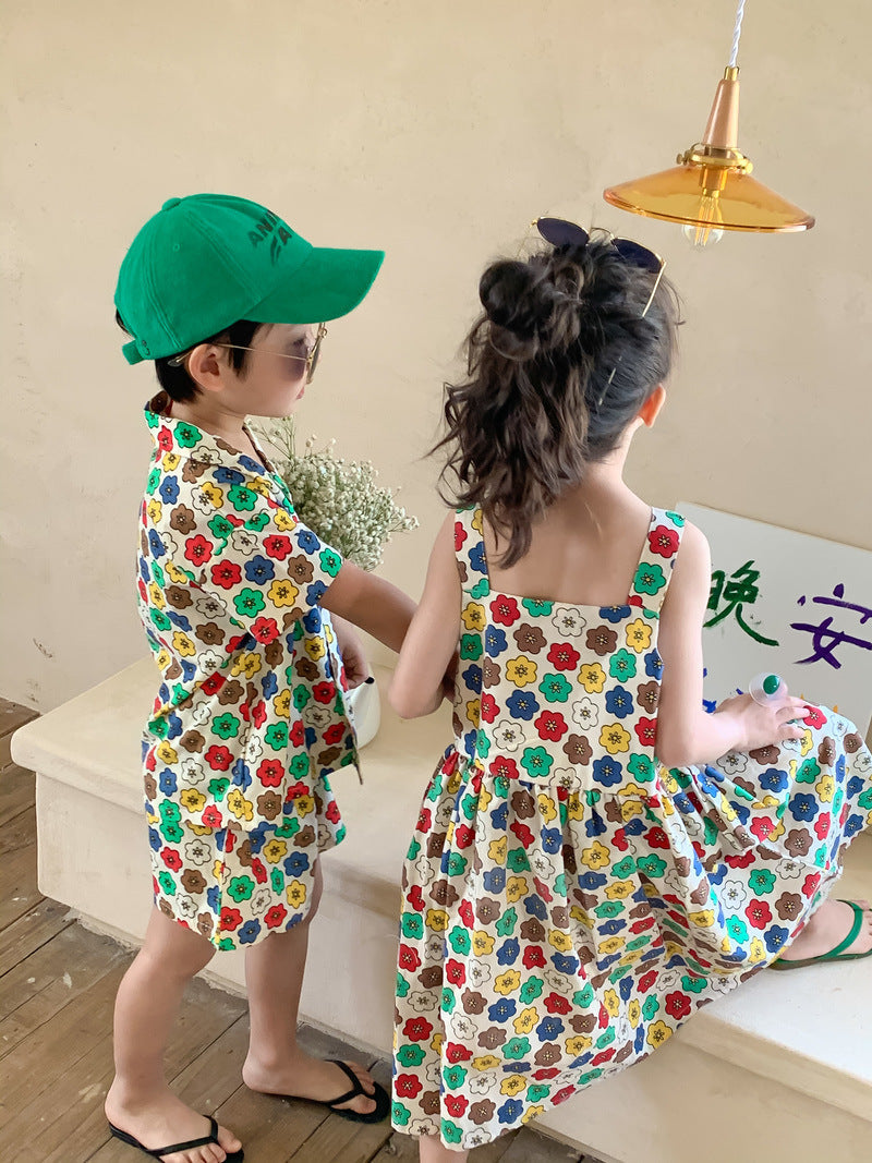 Colorful Flower Matching Outfit レトロフラワー リンクコーデセットアップ【mh0012259】 KUMAI.KIDS