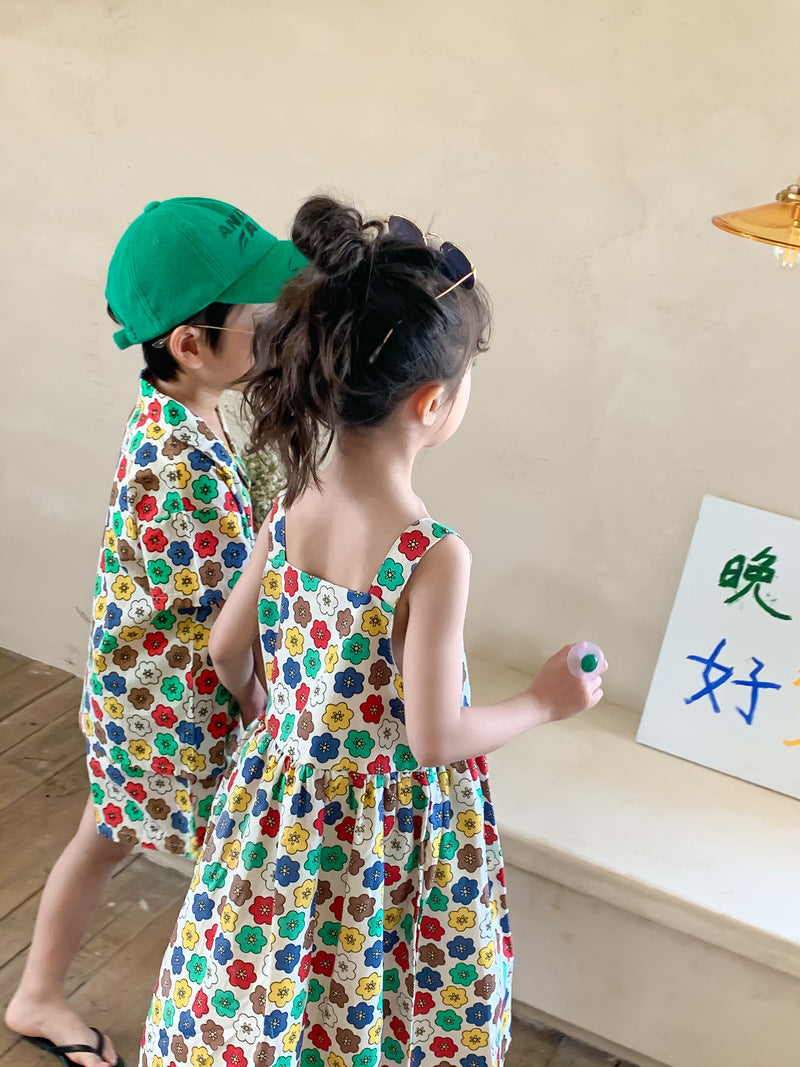 Colorful Flower Matching Outfit レトロフラワー リンクコーデセットアップ【mh0012259】 KUMAI.KIDS