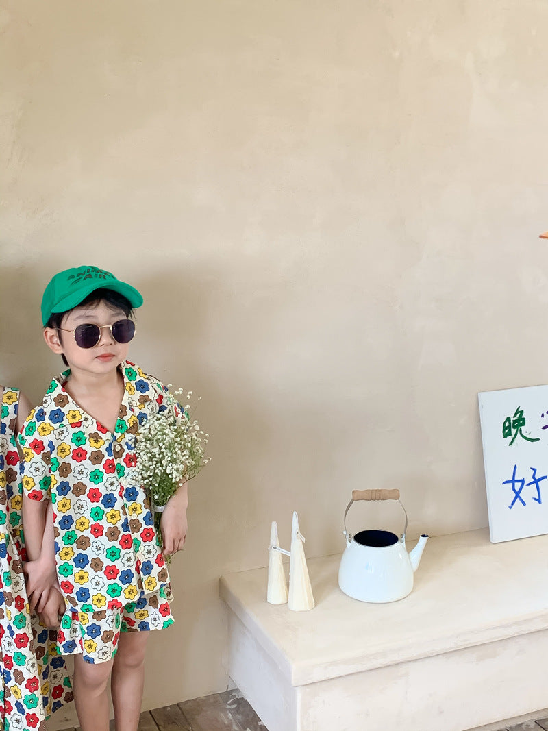 Colorful Flower Matching Outfit レトロフラワー リンクコーデセットアップ【mh0012259】 KUMAI.KIDS