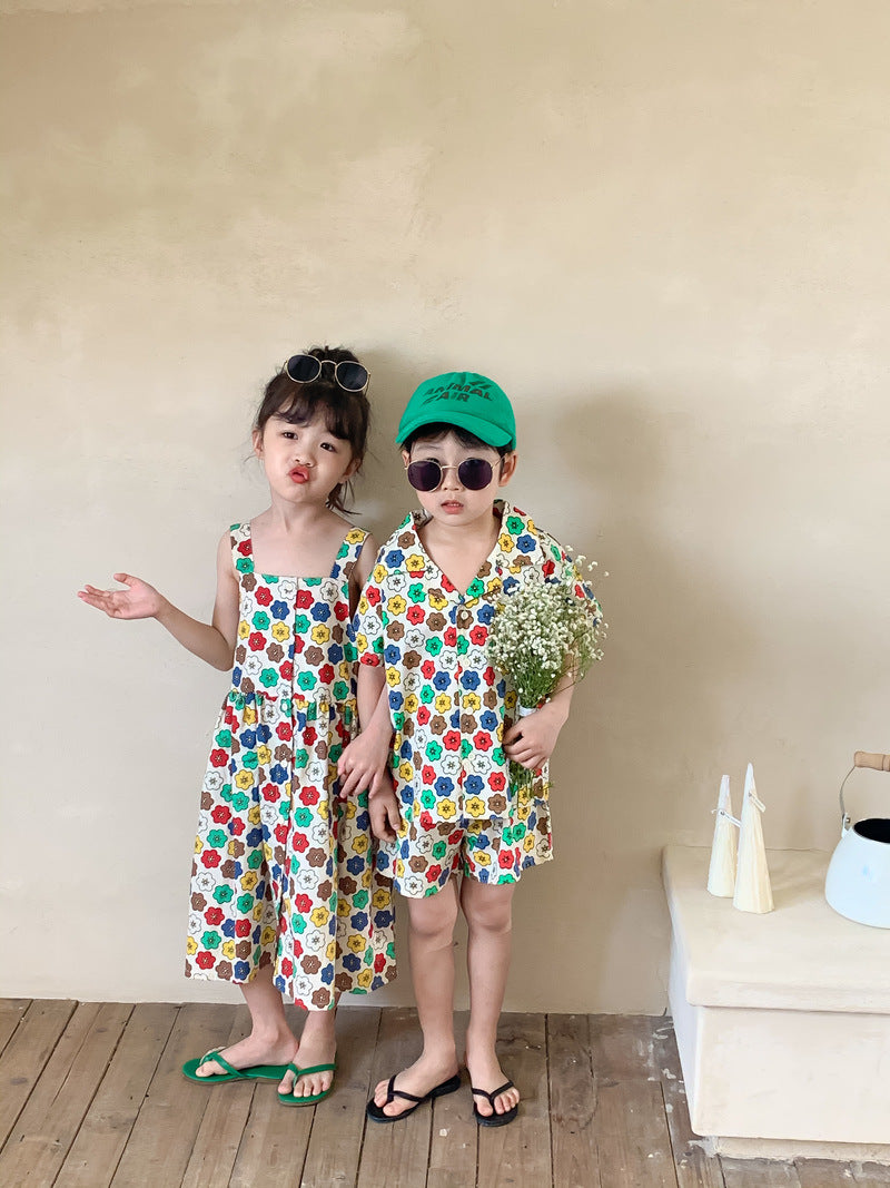 Colorful Flower Matching Outfit レトロフラワー リンクコーデセットアップ【mh0012259】 KUMAI.KIDS