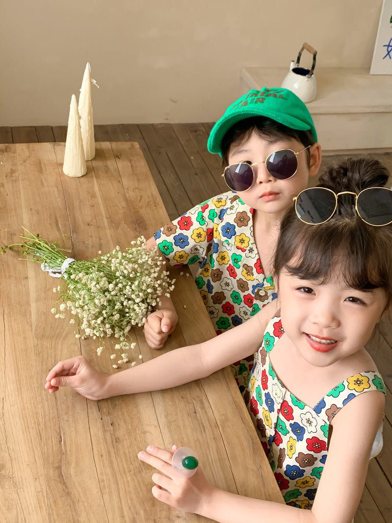 Colorful Flower Matching Outfit レトロフラワー リンクコーデセットアップ【mh0012259】 KUMAI.KIDS