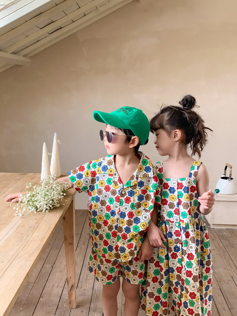 Colorful Flower Matching Outfit レトロフラワー リンクコーデセットアップ【mh0012259】 KUMAI.KIDS