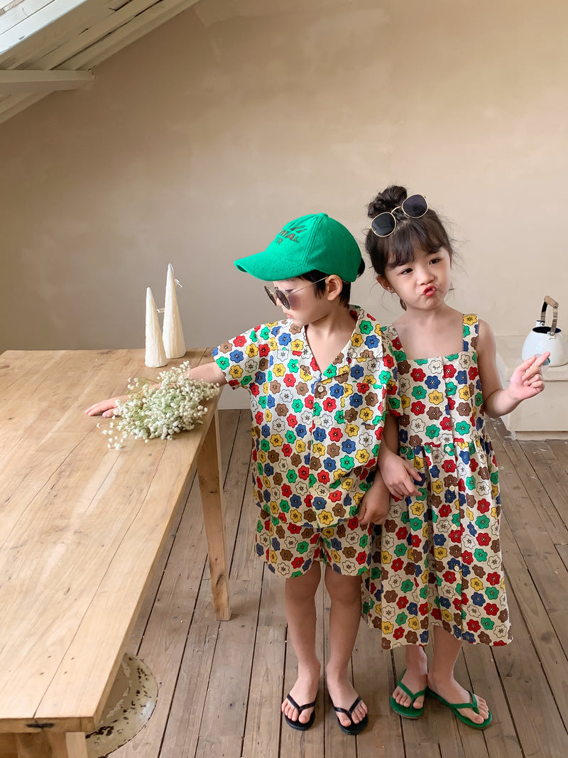 Colorful Flower Matching Outfit レトロフラワー リンクコーデセットアップ【mh0012259】 KUMAI.KIDS