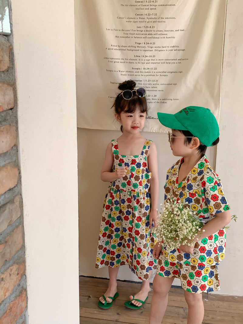 Colorful Flower Matching Outfit レトロフラワー リンクコーデセットアップ【mh0012259】 KUMAI.KIDS