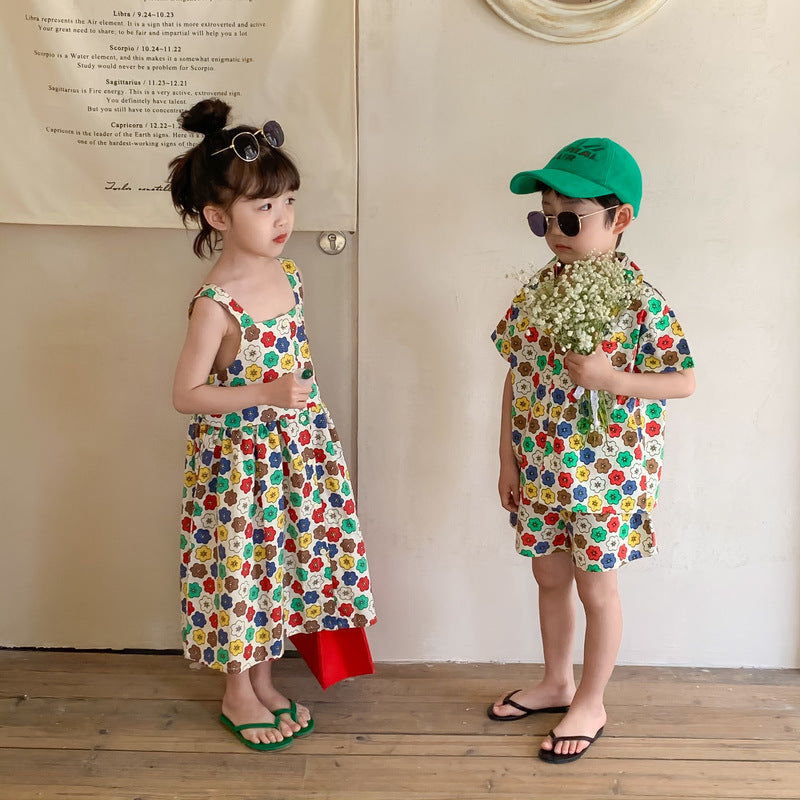 Colorful Flower Matching Outfit レトロフラワー リンクコーデセットアップ【mh0012259】 KUMAI.KIDS