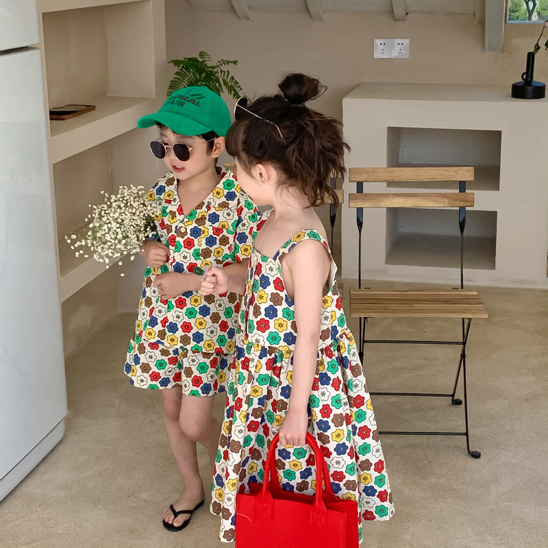 Colorful Flower Matching Outfit レトロフラワー リンクコーデセットアップ【mh0012259】 KUMAI.KIDS