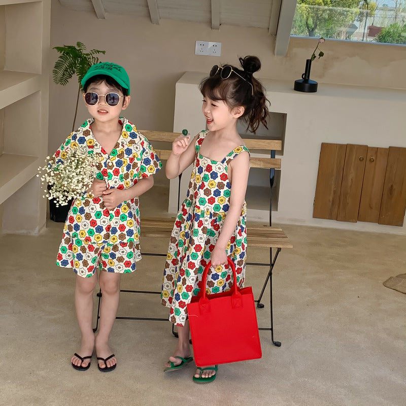 Colorful Flower Matching Outfit レトロフラワー リンクコーデセットアップ【mh0012259】 KUMAI.KIDS