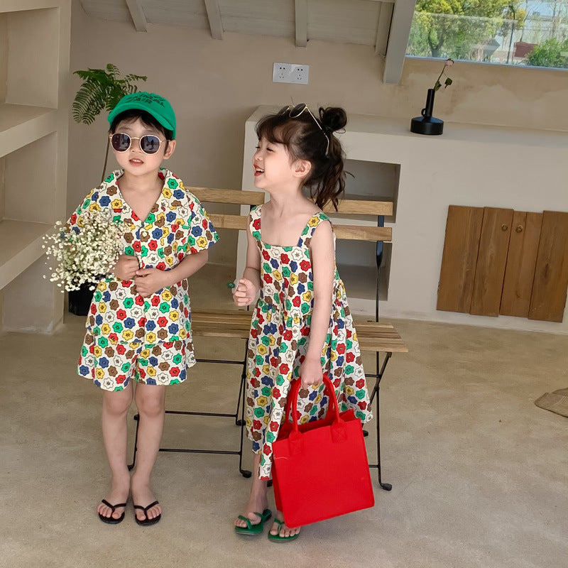 Colorful Flower Matching Outfit レトロフラワー リンクコーデセットアップ【mh0012259】 KUMAI.KIDS