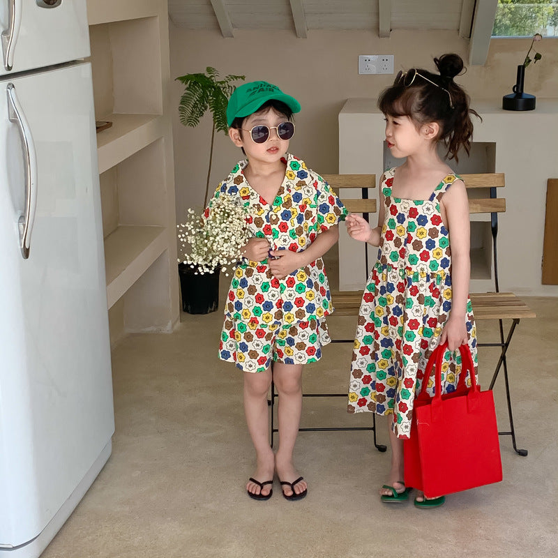 Colorful Flower Matching Outfit レトロフラワー リンクコーデセットアップ【mh0012259】 KUMAI.KIDS