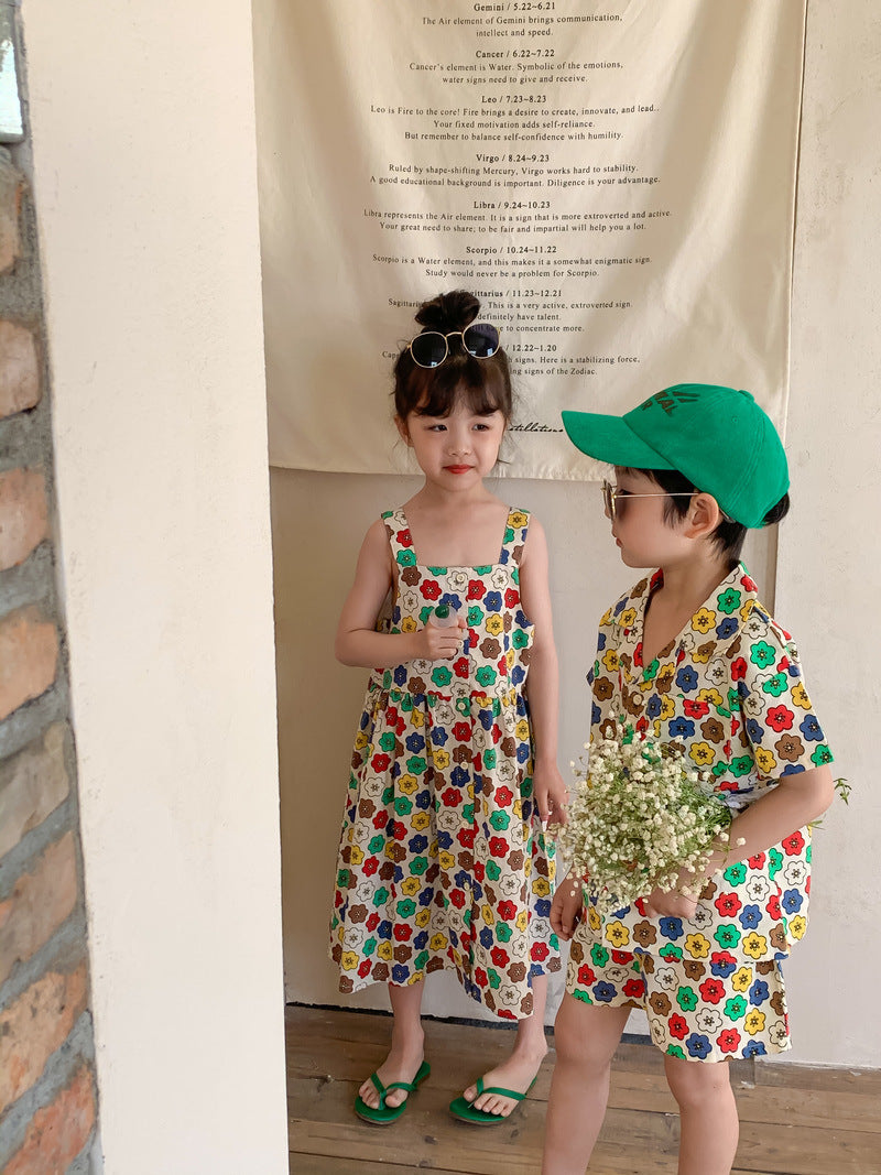 Colorful Flower Matching Outfit レトロフラワー リンクコーデセットアップ【mh0012259】 KUMAI.KIDS