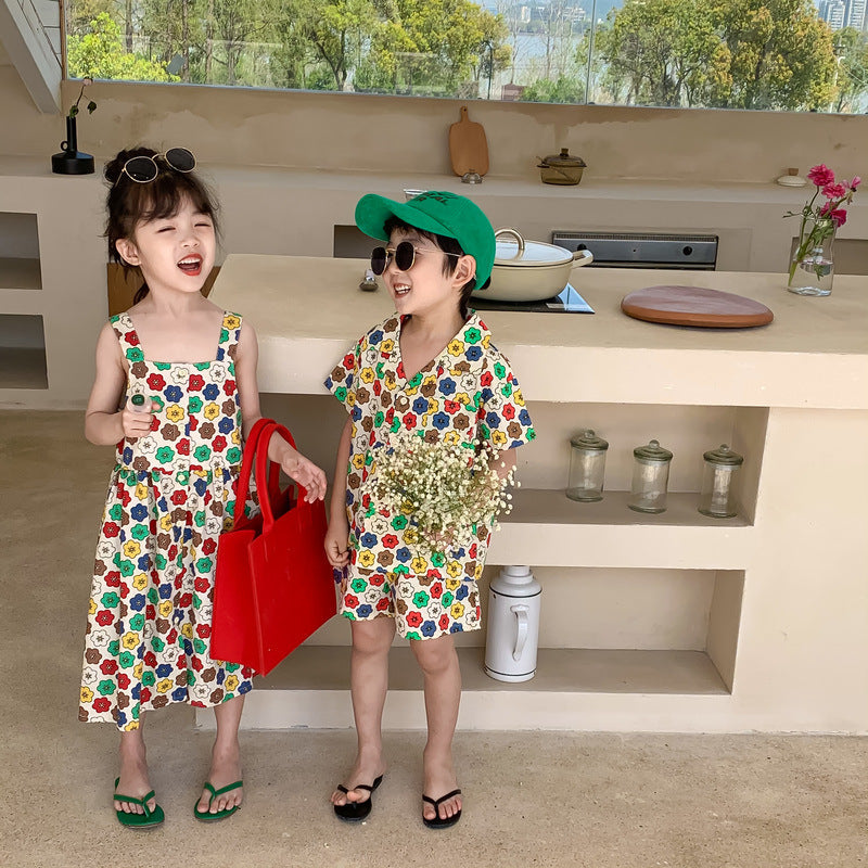 Colorful Flower Matching Outfit レトロフラワー リンクコーデセットアップ【mh0012259】 KUMAI.KIDS