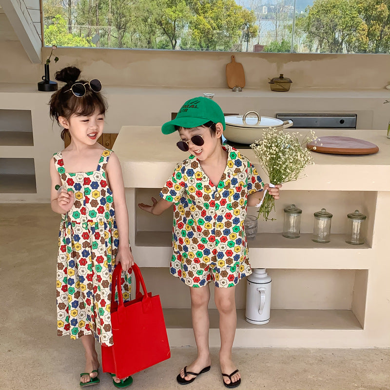 Colorful Flower Matching Outfit レトロフラワー リンクコーデセットアップ【mh0012259】 KUMAI.KIDS