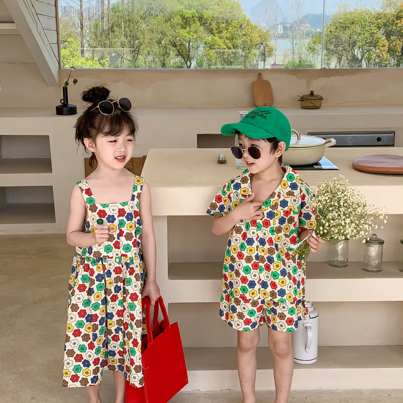 Colorful Flower Matching Outfit レトロフラワー リンクコーデセットアップ【mh0012259】 KUMAI.KIDS