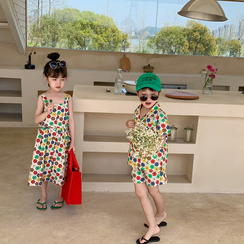 Colorful Flower Matching Outfit レトロフラワー リンクコーデセットアップ【mh0012259】 KUMAI.KIDS