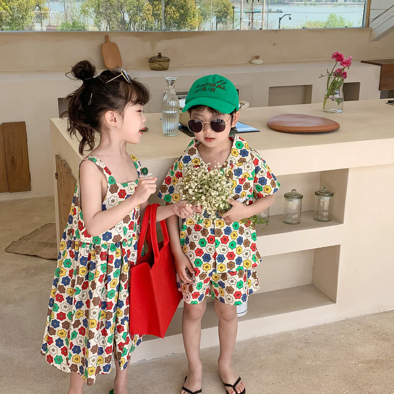 Colorful Flower Matching Outfit レトロフラワー リンクコーデセットアップ【mh0012259】 KUMAI.KIDS