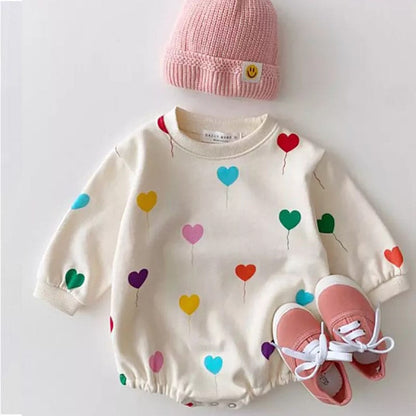 Colorful Heart Romper ハート バルーン 長袖 ロンパース【mh0000694】 yi nian ni 長袖ロンパース