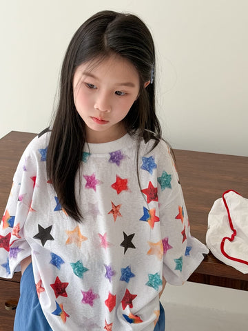 Colorful Star Loose T-shirt スター 半袖Tシャツ【mh0013532】 KUMAI.KIDS 半袖Tシャツ