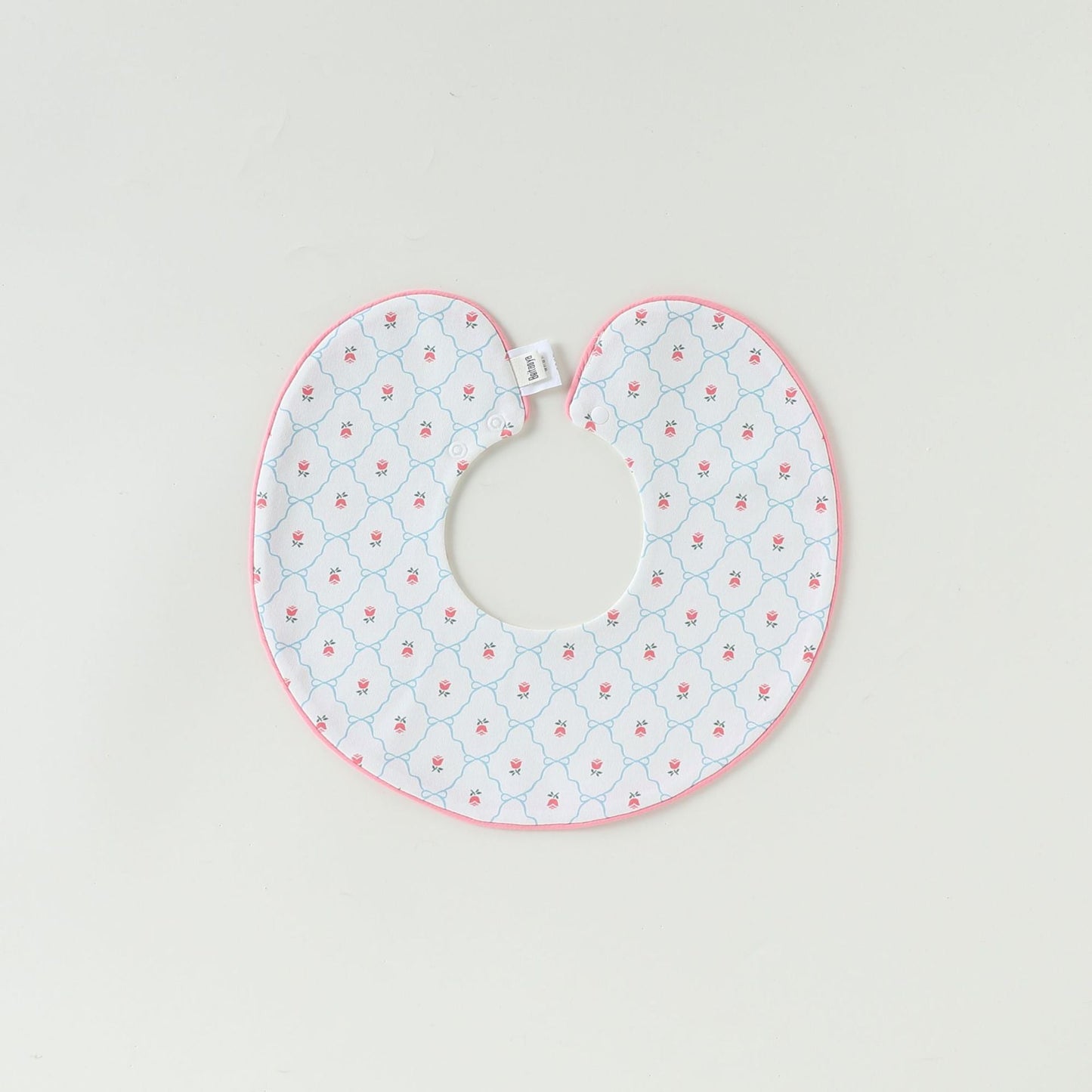 Contrast Piping Cotton Bib バイカラー スタイ【mh0012330】 Piping cherry pink flowers mamahalo shop