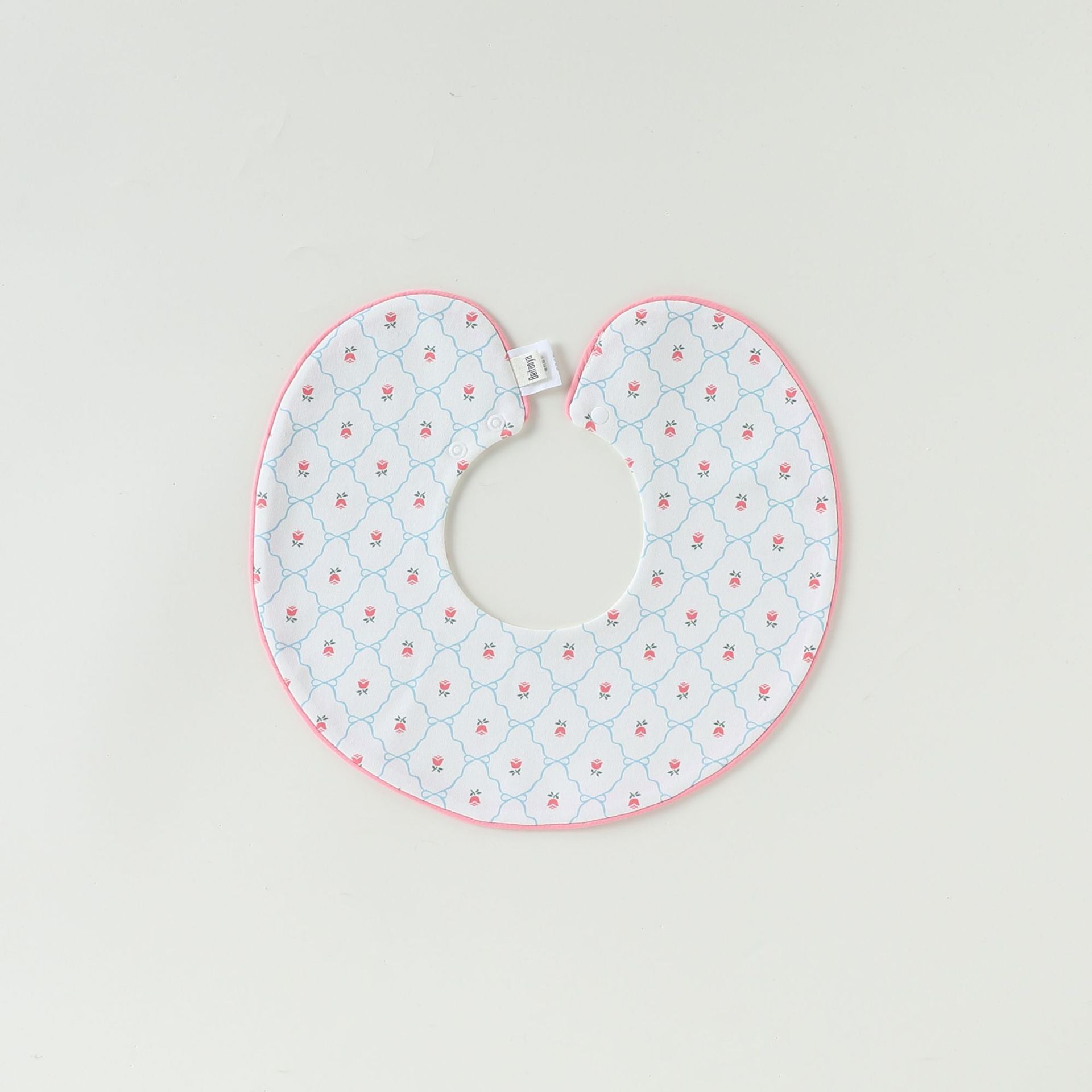 Contrast Piping Cotton Bib バイカラー スタイ【mh0012330】 Piping cherry pink flowers mamahalo shop