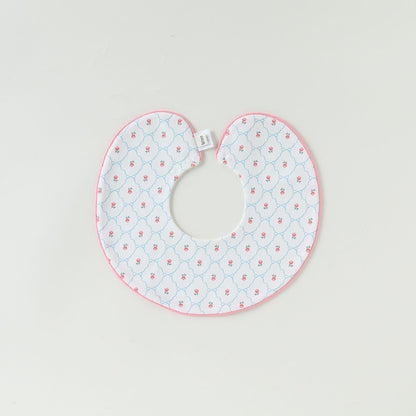 Contrast Piping Cotton Bib バイカラー スタイ【mh0012330】 Piping cherry pink flowers mamahalo shop