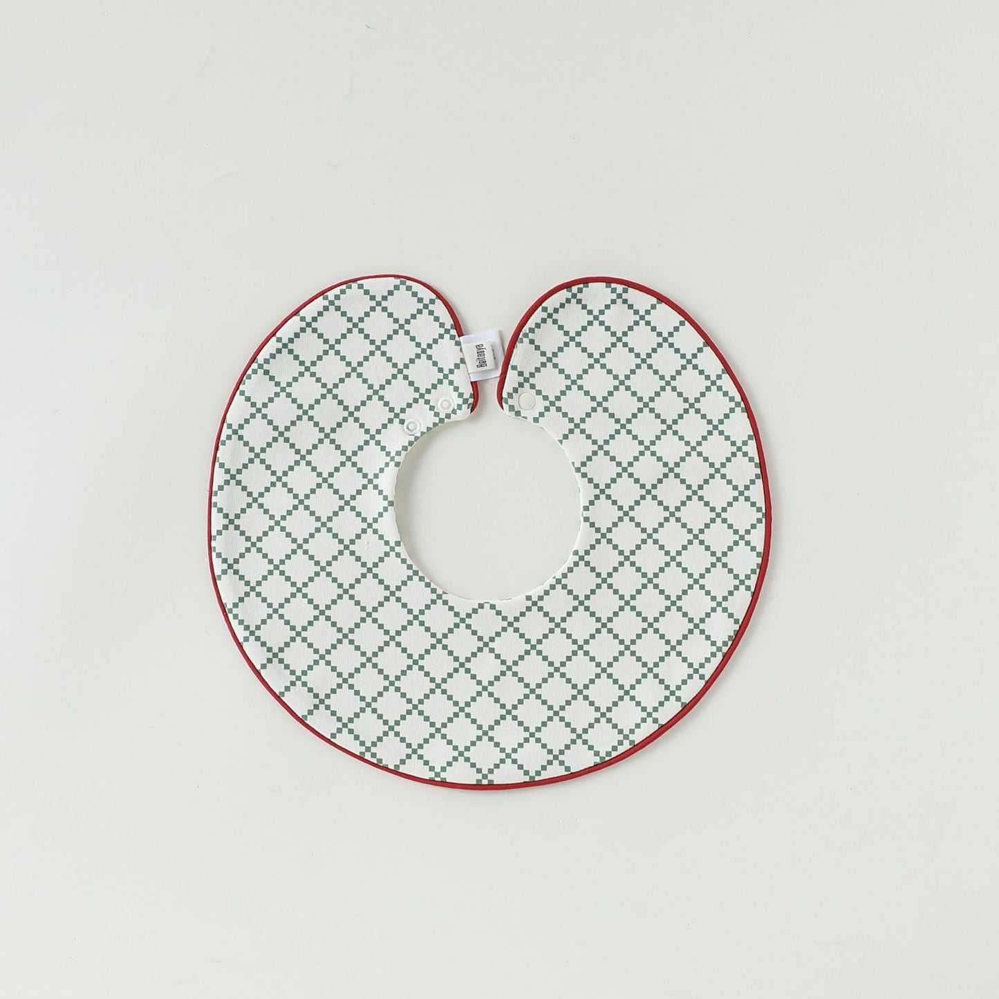 Contrast Piping Cotton Bib バイカラー スタイ【mh0012330】 Piping green check mamahalo shop